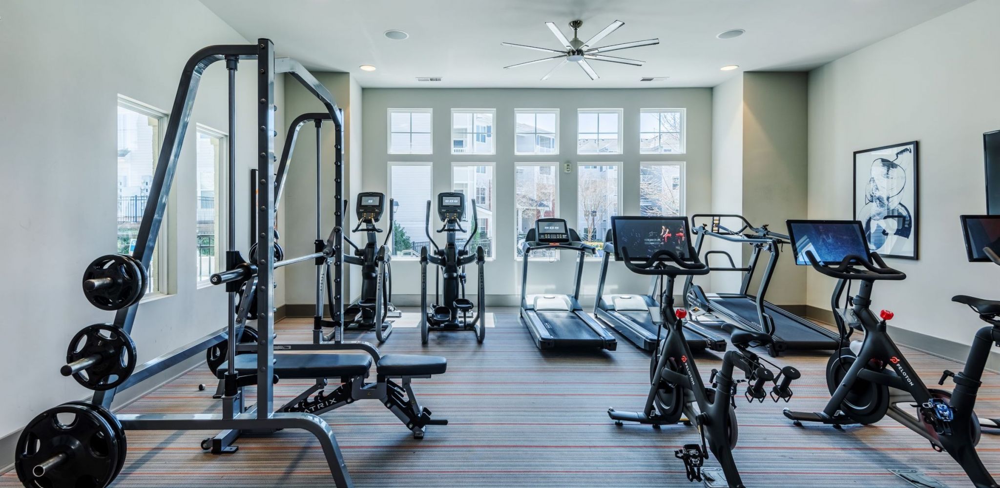 Hawthorne Davis Park resident fitness center with modern training equipment